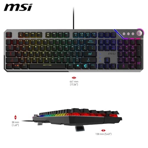 MSI Strike 600 Silent FR Silent Gaming Keyboard – Kailh Midnight Pro Silent Touch Switches, Ergonomic Keys, Non-slip Base, RGB Mystic Light per Key, USB 2.0 – Full Size - Image 8