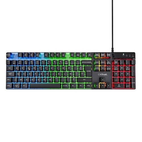 Trust Gaming GXT 835 Azor Wired French AZERTY Gaming Keyboard, LED Rainbow Lighting, Gaming Mode, 8 Anti-Ghosting Keys, USB Membrane Gaming Keyboard, PC/Laptop – Black - Image 4