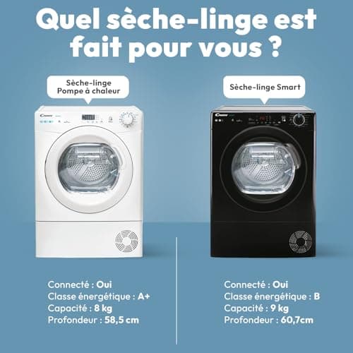 CANDY - Heat Pump Tumble Dryer - Load Capacity 8 kg - Energy Class E - NFC Connectivity, Delayed Start, Easy Case Water Tray - White - 85 x 59.7 x 58.5 cm - Model CSE H8A1LE-S - Image 6