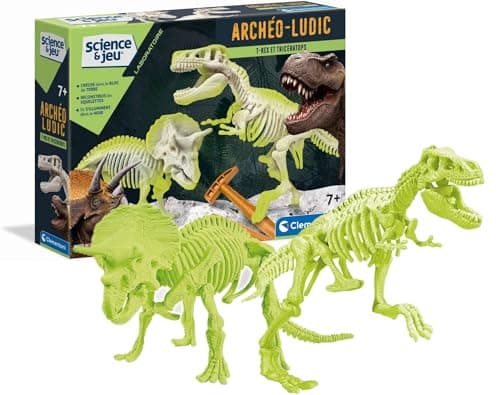 Clementoni | T-Rex & Triceratops Paleontology Set for Children 7+ | Science & Play: Archéo Ludic | Glowing Skeletons to Assemble | Augmented Reality App Included | Idea - Image 2