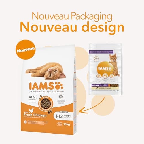 IAMS Vitality - Croquettes Super Premium Chatons - savoureuses complètes équilibrées - Favorise Croissance et Vitalité - Au Poulet Frais – sans OGM Colorant arôme Artificiel - Sac refermable de 10 kg - Image 5