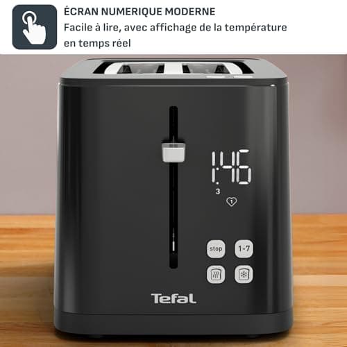 Tefal Toaster with 2 slots, 7 levels of browning, Stop function, Digital display, 2 customizable favorites, Count of time left, Defrost, Heat, Smart'n Light, Black, TT640810 - Image 4