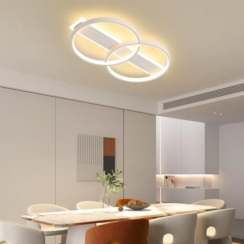 LED Ceiling Light, Dimmable Lamp with Remote Control, Ceiling Light with 2 Round Rings, Modern Ceiling Lighting 3000K-6000K for Living Room, Ceiling Light for Bedroom and Dining Room, White - Image 8