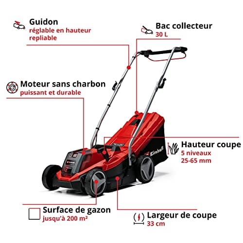 Einhell GE-CM 18/33 Li Cordless Lawnmower Power X-Change Kit (18V, Cutting Width 33cm, Recommended Area 200m²) with 4.0Ah Battery and Charger + GE-CT 18 Li Cordless Trimmer - Image 4