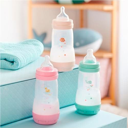 MAM Easy Start/Anti-Colic Bottle "Classic" 320 ml Mint + Cotton Teat Flow 3 x 2 - Image 5