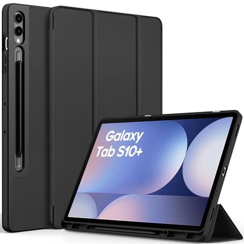 EasyAcc Case for Samsung Galaxy Tab S10+ 2024 / S9+ Plus / S9 FE+ 12.4 Inch 2023 with Pen Holder, Ultra Slim Protective TPU Case Cover with Auto Wake/Sleep, Black - Image 2