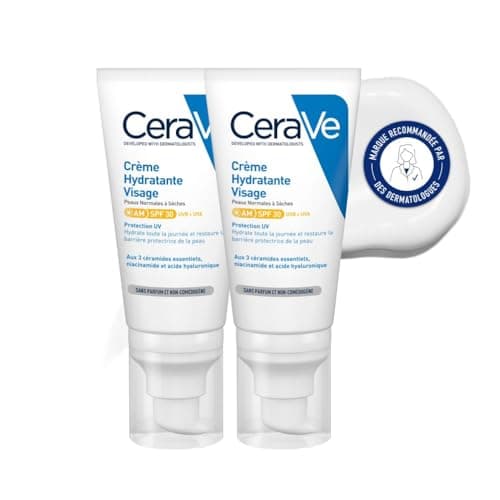 CeraVe - Crème Hydratante Visage SPF30 - Crème de Jour avec Protection UVB + UVA - Acide Hyaluronique, Céramide, Niacinamide, Vitamine E - Peau Normale à Sèche - Image 2