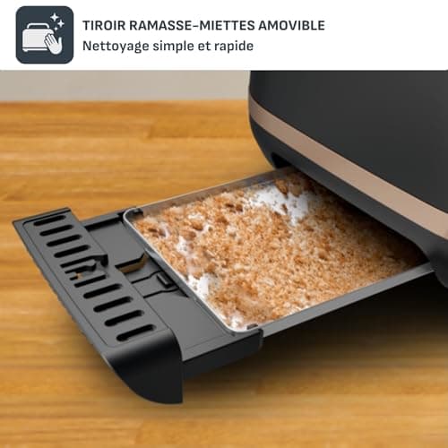 Tefal 2 Slot Toaster, Magnetic Clamps, 7 Levels of Gilding, Removable Crumb Tray, Large Controls, Lift Function, Includeo, Black, TT533811 - Image 7