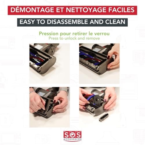 SOS Accessoire Brush Compatible with Dyson V7, V8, V10, V11, V15 Vacuum Cleaners - Direct Drive Cleaning Head with Bright LED - Hard Floors and Carpets - SOS - Image 6