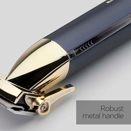 BaByliss Super-X Tondeuse à cheveux en métal, sans fil, lames en acier japonais conçues avec précision, kit de toilettage pour cheveux, cadeaux pour hommes (doré/bleu) - Image 7