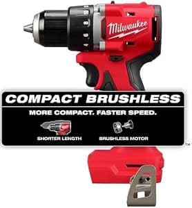 Milwaukee 3601-20 M118 18V Lithium-Ion Brushless Wireless 1/2" Compact Drill/Driver (Tool Only), Red