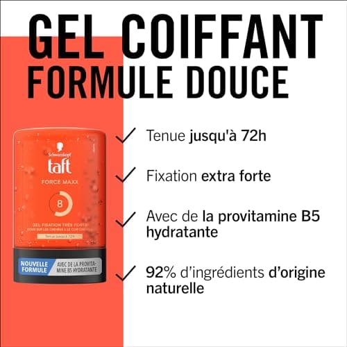 Taft - Schwarzkopf - Styling Tube Gel - Maxx Force Gel - Holds up to 72H - Very Strong Hold - Gentle on Hair - Long Lasting Hold - No Sticky Effect - Formula Provitamin B5-300ml - Image 5