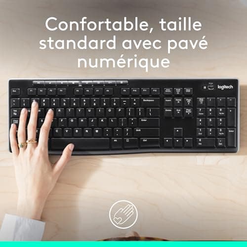 Logitech Wireless Frances Keyboard K270 Inalambrico, Black, 3.2 x 45 x 16 cm - Image 3