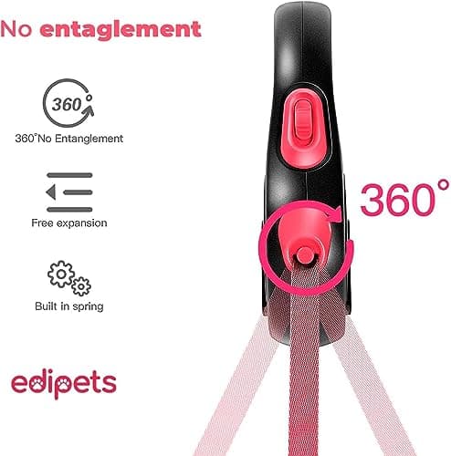 Edipets, Retractable Dog Lead, 5 and 8 Metres, Flexible Lead for Training and Walking (Pink, 5 m < 50 kg) - Image 5