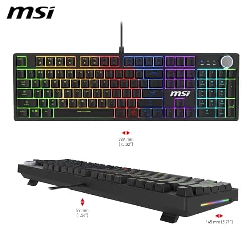 MSI Forge GK320 FR Mechanical Gaming Keyboard - French AZERTY, Interchangeable Red (Linear) Switches, Magnetic Cover, Ergonomic Keys, RGB LED, USB 2.0 – Full Size - Image 8