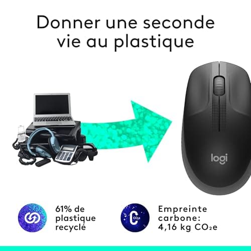 Logitech M190 Wireless Mouse, Ambidextrous Design, Battery Life 18 Months with Energy Saving Mode, USB Receiver, Precise Cursor Control + Scroll, Wide Scroll Wheel – Black - Image 6