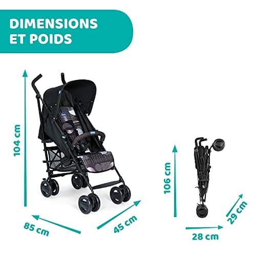 Chicco London Up Lightweight Compact Pushchair with Tilting Backrest with Protective Clamp, Folding Umbrella – From Birth to 15 kg – Matrix – 104 x 46.5 x 83 cm - Image 5