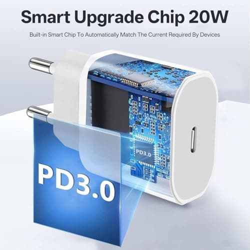iPhone Fast Charger, 20W USB C Power Adapter Plug, Apple MFi Certified Charger Block Compatible with iPhone 17/16/16 Plus/16 Pro/16 Pro Max/15/iPad Air/AirPods, with 2M Type-C to C Cable - Image 4