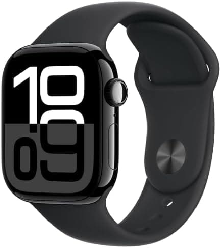 Apple Apple Watch Series 10 [GPS, 42mm] - Jet Black Aluminum Case with Black Single Buckle Strap, Size 6 (Refurbished)
