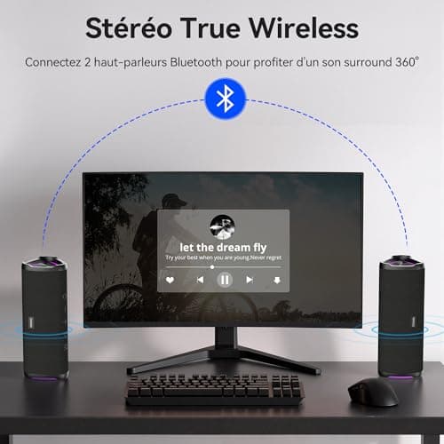 Portable Bluetooth 6.0 Speaker, Bluetooth Speaker 30H Autonomy, Powerful 24W Bluetooth Speakers, 360 Degree Surround, IPX6 Waterproof, TWS Pairing, USB, RGB,AUX, TF Card, Party/Travel/Outdoor - Image 7