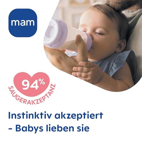 MAM Easy Start Anti-Colic Baby Bottles, Newborn Bottles, 94% Acceptance, 80% Less Colic, Size 1 Teat, 260 ml, Solid Colour, 2 Pack - Image 4