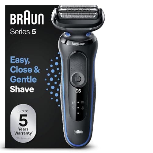 Braun Rasoir Electrique Homme Series 5 51-B1000s, Bleu, Etanche, A Grille Et Sans Fil, 3 Lames Flexibles Pour Bien Raser La Barbe Et Le Visage, Coffret De Rasage Avec Chargeur Intelligent - Image 2
