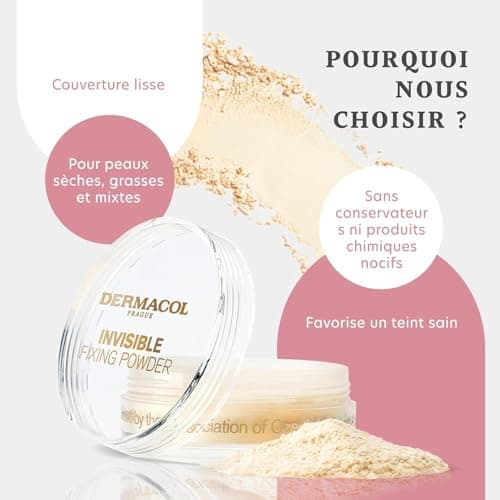 Dermacol - Poudre fixante invisible pour le visage, Poudre translucide et résistante au toucher, poudre libre pour le maquillage, poudre mate sans frangibilité avec houppette, légère, 13,5 g (Light) - Image 7