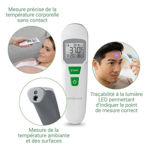 medisana TM 760 Digital Forehead Thermometer Medical Thermometer for Babies, Children and Adults with Visual Fever Alarm, Memory Function and Liquid Measurement - Image 7