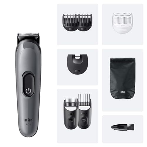 Braun Kit De Rasage Tout-En-Un Series 3, 8-En-1, Lame Ultra-Affûtée, 14 Longueurs, Coupe Précise Pour Visage Et Cheveux, Autonomie De 50 Min, Style Facile Et Rapide, AIO3540, Gris - Image 8