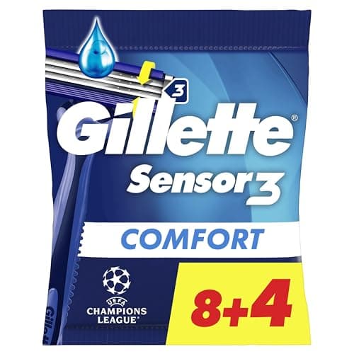 Gillette Sensor3 Comfort, Rasoirs Jetables Pour Homme, Avec Bande Lubrifiante, Lot De 8+4 - Image 3