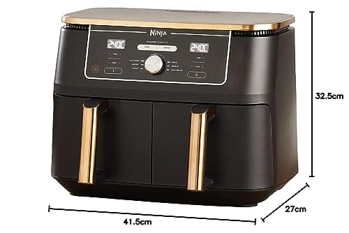 Ninja Foodi MAX Dual Zone Air Fryer, Oil Free Fryer, 2 Drawers, 9.5 L, 6-in-1 (Air Fry, Max Crisp, Roast, Bake, Warm, Dehydrate), Amazon Exclusive, Copper/Black, AF400EUCP - Image 4