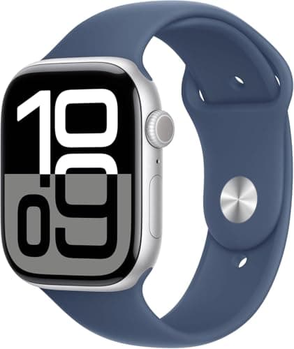 Apple Watch Series 10 [GPS, 46mm] - Silver Alluminum Case with Blue Denim Sports Strap, M/L (Refurbished) - Image 2