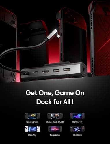 JSAUX 5 in 1 Docking Station Compatible with Steam Deck/OLED/ROG Ally X/Legion go/MSI Claw, Steam Deck Dock, Dock with HDMI 4K@120Hz, 100Mbps Ethernet, Dual USB A 2.0 and USB C Port - Image 6
