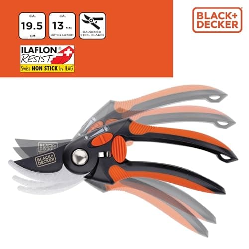BLACK+DECKER Garden Sector - Hedge Trimmer - High Quality Steel Blades - Ergonomic Handle Branch Cutter - Sector 13 mm Blow Capacity - Black/Orange - Image 5