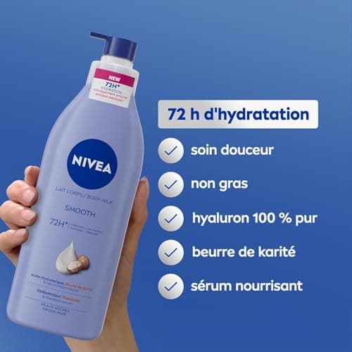 NIVEA Gentle Hydrating Body Lotion 72h (1 x 400ml) - Moisturizing Cream with Pure Hyaluronic Acid & Shea Butter - Body Care with Nourishing Moisturizing Serum Dry Skin - Image 4