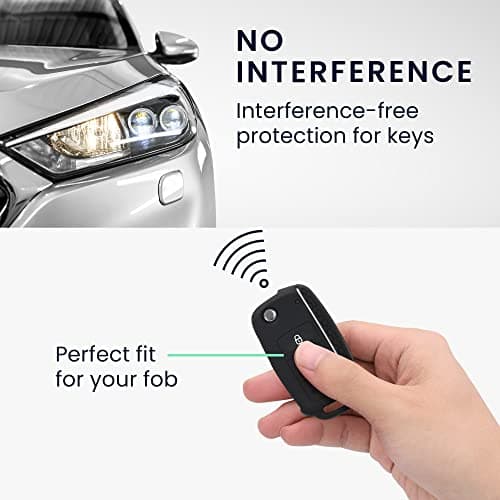 kwmobile Car Key Case Compatible with VW Skoda Seat 3-Button Car Key Accessory – Soft Silicone Case – White / Black - Image 4