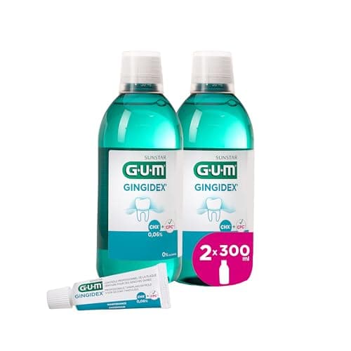 Bain de bouche Maintenance GUM GINGIDEX 0,06% | soin des gencives | double action antiplaque | apaise les gencives sensibles | sans alcool | 2 x 300 (avec 1 échantillon gratuits) - Image 3