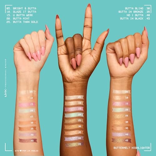 NYX PROFESSIONAL MAKEUP - Highlighter Powder - Enriched with Mango Butter, Almond Butter & Shea Butter - Melting Texture - Vegan Formula - Buttermelt Highlighter - Shade: Bright And Butta - Image 6