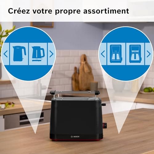 Bosch, Grille-pain, MyMoment, 2 fentes, fonctions décongélation et réchauffage, chauffe-viennoiserie pliable, HighLift, arrêt automatique, noir, TAT3M123 - Image 6