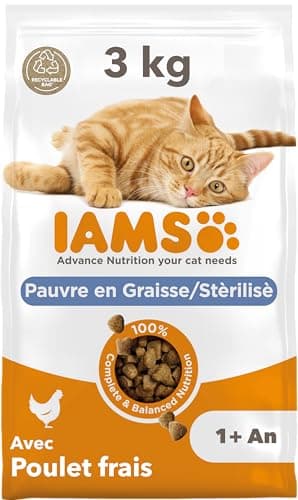IAMS Advanced Nutrition Lightweight Dry Food Suitable for Sterilized Cats - Complete Balanced - Promotes Weight Control - Fresh Chicken - Non-GMO Artificial Flavour Colours - 3 kg - Image 2