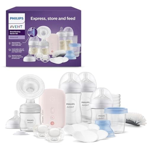 Philips Avent Kit allaitement avec tire-lait électrique simple, biberons à Réponse Naturelle, pots de conservation du lait, sucettes, sans BPA (modèle SCD340/31) - Image 2