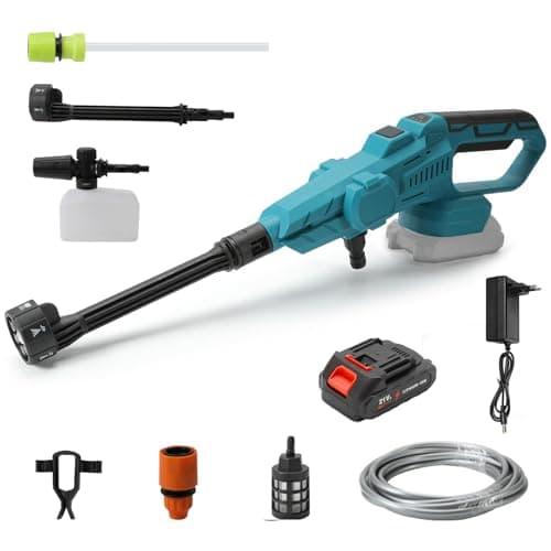 Cordless High Pressure Cleaner for Makita 18 V Battery, 70 Bar High Pressure Gun, 6 in 1 Nozzle, 5 m Hose for Cleaning Yard, Car and Garden Floors - Image 2