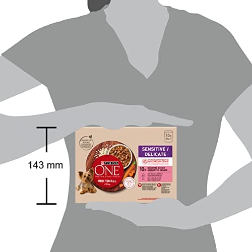 PURINA ONE Mini/S <10kg Sensitive/Delicate, Tapered Salmon, Rice and Carrot in Sauce for Small Adult Dogs| Sensitive Digestion Meal Bags 10x85g - Image 8