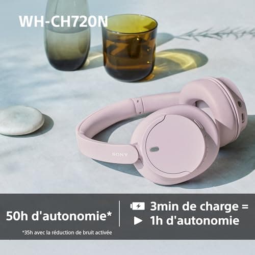 Sony WH-CH720N - Casque Bluetooth sans Fil à réduction de Bruit - Micro intégré - jusqu'à 35 Heures d'autonomie et Charge Rapide - Noir - Image 7