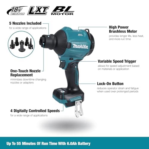 Makita DAS180Z 18V Li-ion LXT Brushless Dust Blower - Batteries and Charger NOT Included - Image 3