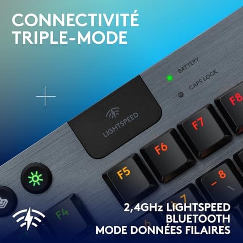 Logitech G G915 X LIGHTSPEED TKL Ultra-Slim Wireless Gaming Keyboard, Dual Layer PBT Keyboards, Fully Programmable Keys, RGB Backlight, GL Red Linear - PC/Mac, FRA AZERTY - Black - Image 6