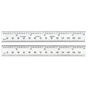 Starrett C636EM-6 Spring with cm and Tempered Steel Ruler mm Graduations, 6" Length, Width: 19mm, Thickness 1.2mm