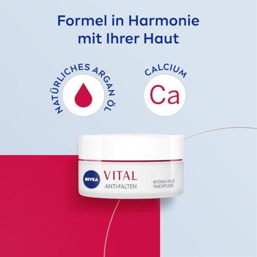 NIVEA VITAL Soin de jour anti-rides Intensiv Plus SPF 15, soin du visage pour peaux matures à l'huile d'argan naturelle et au calcium, crème de jour avec SPF pour une hydratation intense (50 ml) - Image 4