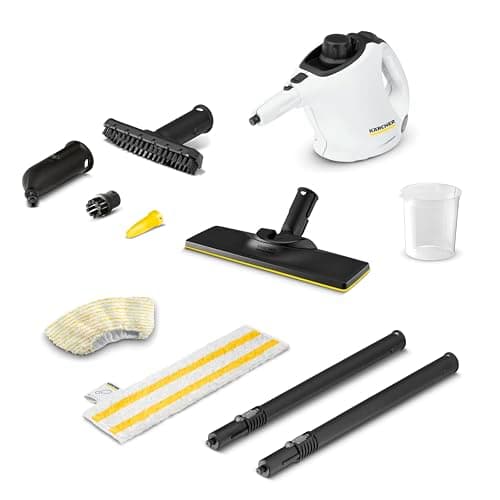 Kärcher Nettoyeur Vapeur SC 1 EasyFix Blanc, Pression Vapeur : 3 bar, Temps de Préchauffage : 3 min, Puissance : 1 200 W, Surface : 20 m², Réservoir : 200 ml, avec Kit de Nettoyage de Sol EasyFix - Image 2