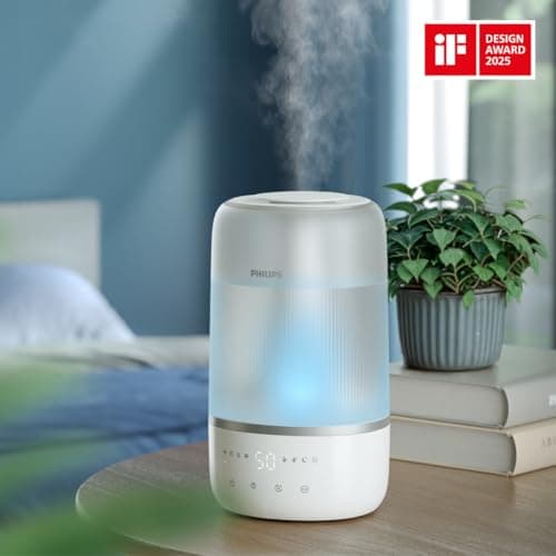Philips Smart Humidifier - Compact but powerful with Sky High Mist, up to 32 hours of battery life, quiet with sleep setting and night light, for up to 38 m² (HU1509/00) - Image 4